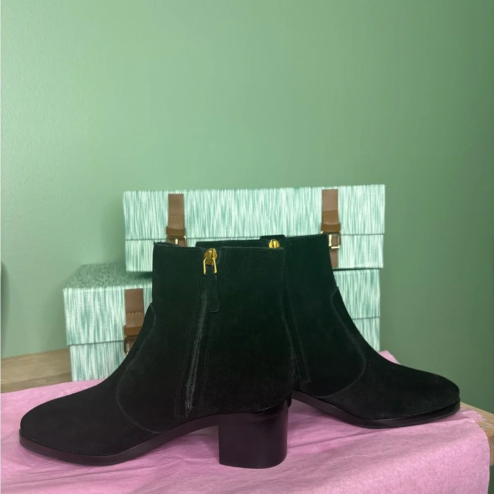 Black Ankle Boots with Gold Buckle